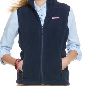 Vineyard Vines Westerly Fitted Navy Fleece Vest Womens Size Small